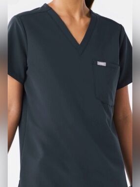 Figs Scrub Set Dark Harbor Gray Blue Top